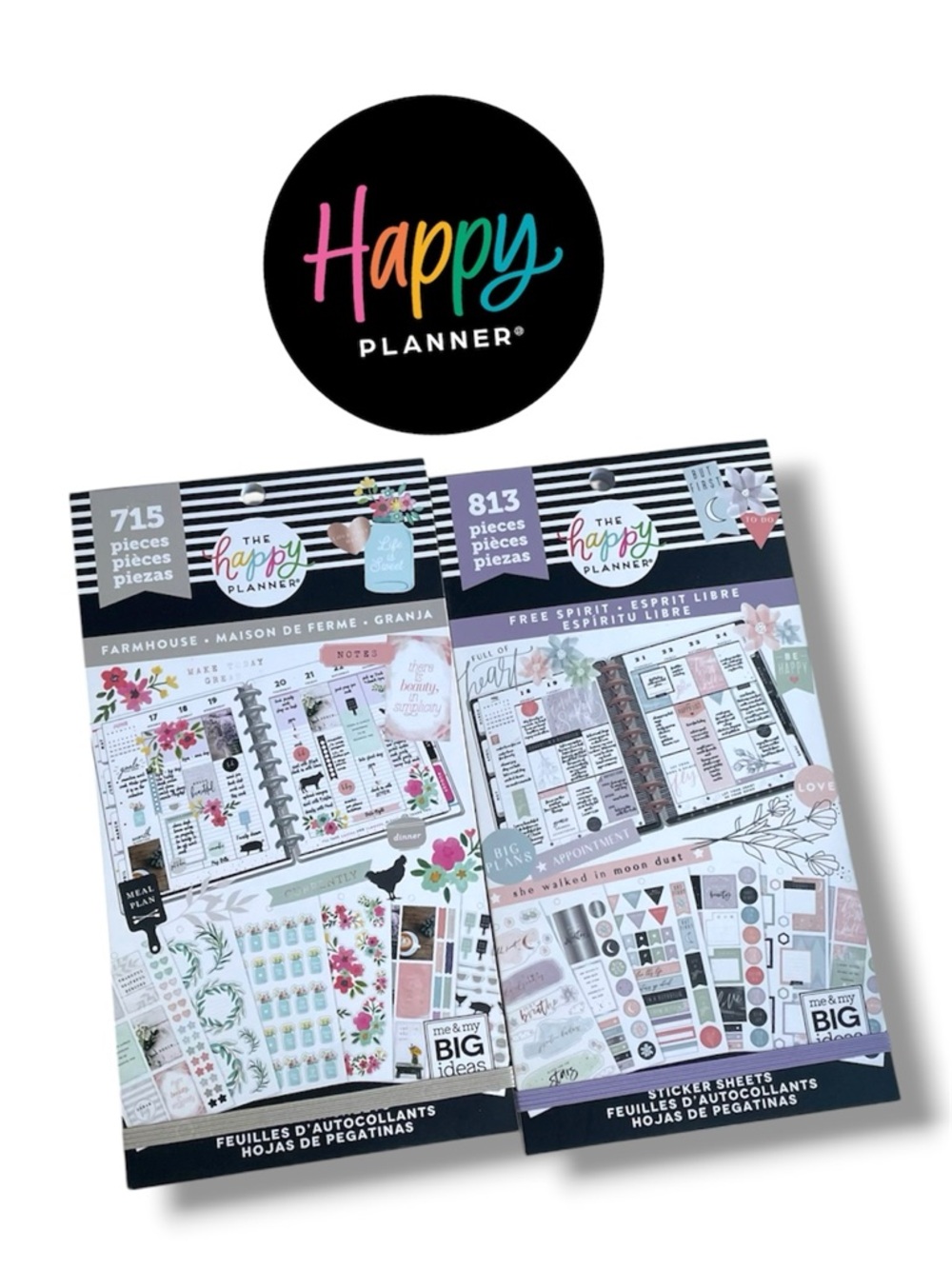 Happy Planner Sticker Books FARMHOUSE 715 Pieces FREE SPIRIT 813 Pieces